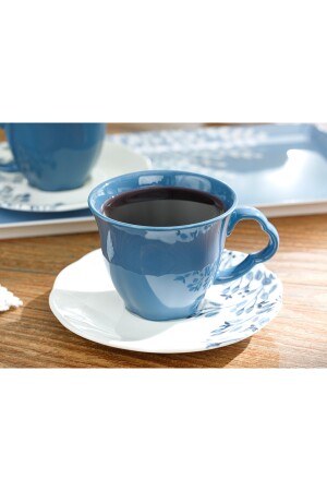 Clover Flower Porzellan-Teetassen-Set für 2 Personen, 180 ml, Weiß – Blau, 10032303 - 3