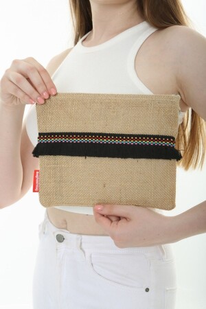 Clutch-Stofftasche aus Jute - 1