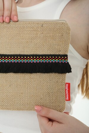 Clutch-Stofftasche aus Jute - 7