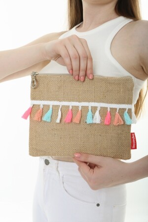 Clutch-Stofftasche aus Jute - 9