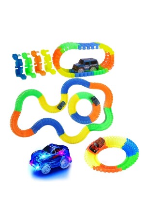 Co3838 Magic Tracks, bunte bewegliche Schienen, 384 Teile, LED-beleuchtete Spielzeugautobahn mit 2 Autos - 3