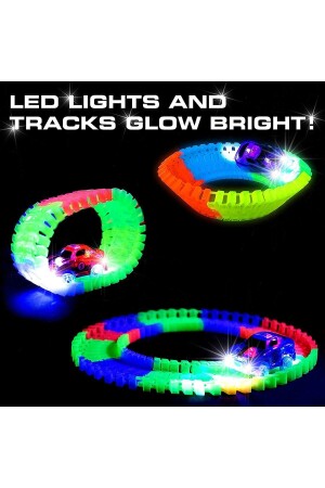 Co3838 Magic Tracks, bunte bewegliche Schienen, 384 Teile, LED-beleuchtete Spielzeugautobahn mit 2 Autos - 4