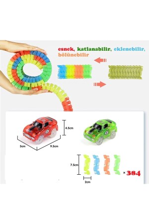 Co3838 Magic Tracks, bunte bewegliche Schienen, 384 Teile, LED-beleuchtete Spielzeugautobahn mit 2 Autos - 7