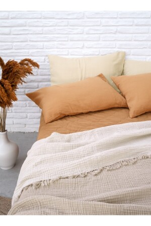 Cocoon 4-lagige Musselin-Tagesdecke Pique Beige 240x260 MAM. B.R.HAUS. TKS. BETT. 00003. 240x260 - 8