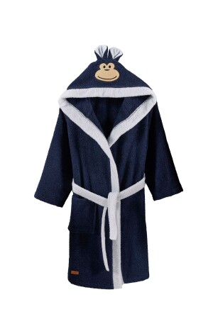 Çocuk Bornoz %100 Pamuklu Kapşonlu Çocuk Bornozu Bebek Bornoz Kız Erkek Çocuk Petrol Mavisi ELYPRKR00650 - ELY PARKER