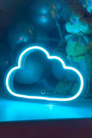 Çocuk Odası Için Masaüstü Küçük Bulut Şeklinde Neon Led Işıklı Tablo 20 X 14 Cm TBM-1318 - 2