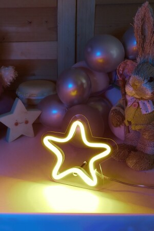 Çocuk Odası Için Masaüstü Küçük Yıldız Şeklinde Neon Led Işıklı Tablo 15 X 14 Cm TBM-1329 - 4