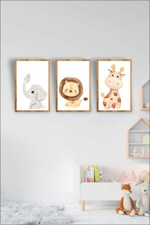 Çocuk Odası Safari Dekoratif Retro Mdf Tablo ( Çerçeve Görünümlü ) - Teknograf