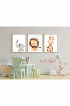 Çocuk Odası Safari Dekoratif Retro Mdf Tablo ( Çerçeve Görünümlü ) - 1