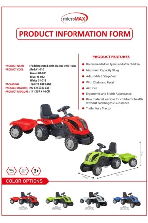 Çocuk Römorklu Pedallı Traktör M2 Mmx MCRMX2 - 3