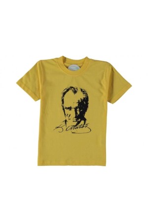 Çocuk Sarı Unisex Atatürk Baskılı T-shirt - 1