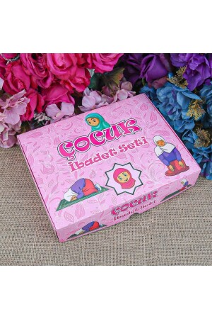 Çocuk Seccadeçocuk Seccadesi Ve Eğitici Kitabı Namaz Seti -seccade Ölçü Pembe 45x82 Cm - Tesbih - İkranur