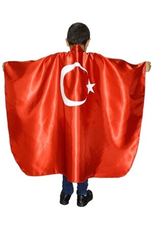 Çocuk Türk Bayraklı Pelerin Kostüm - 1