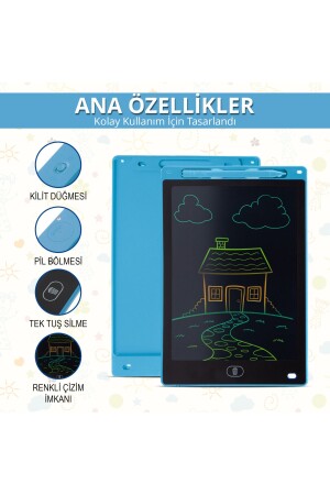 Çocuk Yazı Tahtası Renkli e-Yazı Tahtası Digital Yazı Tahtası Çizim Tableti 10.5 Inç Ekranlı Kırmızı - 4