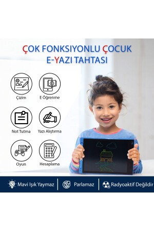 Çocuk Yazı Tahtası Renkli e-Yazı Tahtası Digital Yazı Tahtası Çizim Tableti 10.5 Inç Ekranlı Kırmızı - 5