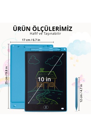 Çocuk Yazı Tahtası Renkli e-Yazı Tahtası Digital Yazı Tahtası Çizim Tableti 10.5 Inç Ekranlı Kırmızı - 6