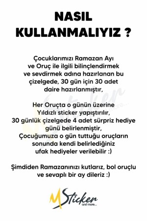 Çocuklar Için Oruç Çizelgesi - Ramazan Ayı Oruç Çizelgesi - Ramazan Sticker, Ramazan Süsü k737 - 5