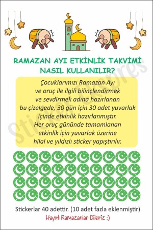 Çocuklar İçin Ramazan Ayı Etkinlik Takvimi Oruç Çizelgesi Duvar Kapı Cam Sticker Seti - 4