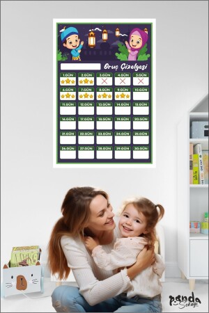 Çocuklar Için Ramazan Ayı Oruç Çizelgesi - Ramazan Sticker Çocuk Imsakiyesi- Ramazan Etkinlik 33x48 - 3