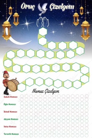 Çocuklar Için Ramazan Ayı Oruç Ve Namaz Çizelgesi - Ramazan Sticker k741 - 2