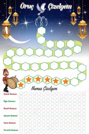 Çocuklar Için Ramazan Ayı Oruç Ve Namaz Çizelgesi - Ramazan Sticker k741 - 3