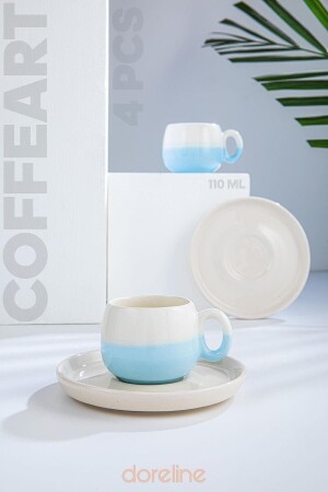 Coffeart Blue Double Color Handgemachtes türkisches Kaffee-Espressotassen-Set 2-teilig ÇİFTRENKPK - 2