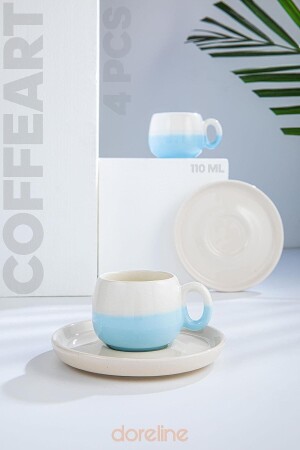 Coffeart Blue Double Color Handgemachtes türkisches Kaffee-Espressotassen-Set 2-teilig ÇİFTRENKPK - 4