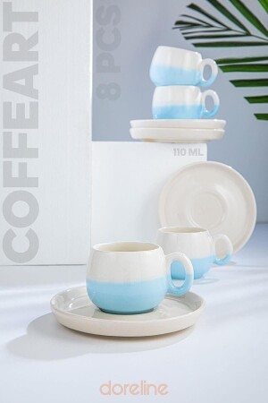 Coffeart Blue Double Color Handgemachtes türkisches Kaffee-Espressotassen-Set 4-teilig DOPPEL KPK - 2