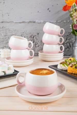 Coffeart Pink handgemachtes Nescafe, Mokka, Americano, Filterkaffeetassen-Set 6-teilig 359-6 - 2