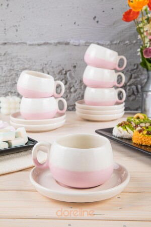 Coffeart Pink handgemachtes Nescafe, Mokka, Americano, Filterkaffeetassen-Set 6-teilig 359-6 - 4