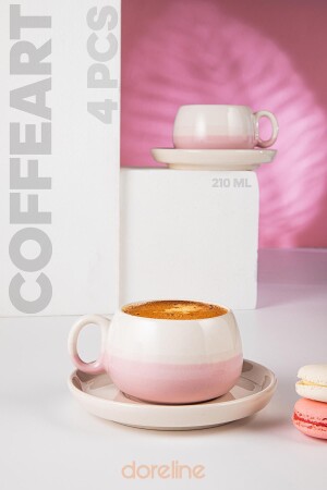 Coffeart Pink Handmade Nescafe, Mokka, Americano, Filterkaffeetassen-Set 2 Li 96-360-2 - 1