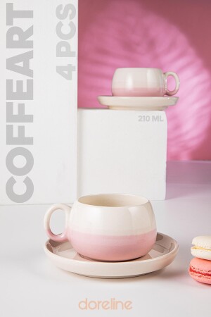 Coffeart Pink Handmade Nescafe, Mokka, Americano, Filterkaffeetassen-Set 2 Li 96-360-2 - 5