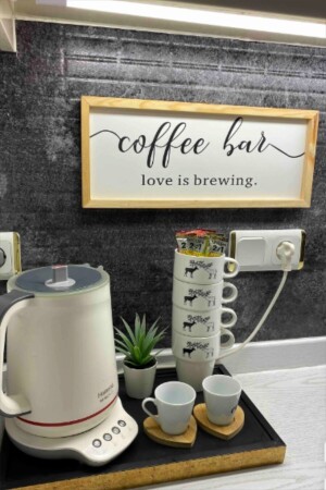 Coffee Corner Coffee Bar Love Is Brewing Holzrahmen – Natur - 5