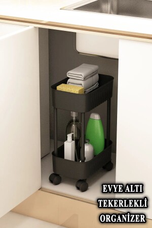 منظمة الحمام متعددة الأغراض من 2 طوابق في الحجرة منظمة عجلات تحت العداد - Arnillo