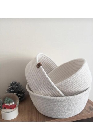 Çok Amaçlı 3lü Sepet- Jüt Ip Örme Sepet- Dekoratif Sepet Set- Hasır Sepet Set- Pamuk Ip Beyaz Banyo - Myistasyon