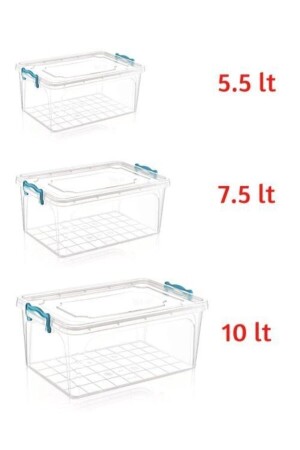 صندوق تخزين الغذاء متعددة الأغراض مع غطاء 5. 5lt+7. 2lt+10lt مجموعة من 3 أحكام8 - Kivi Home