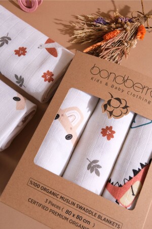 مجموعة من 3 100٪ القطن العضوي Oeko-teks المعتمدة 80 X 80 Cm / Q4 - Bondberro