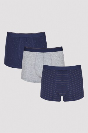 Çok Renkli Navy Mix Design 3lü Mid Boxer - 1