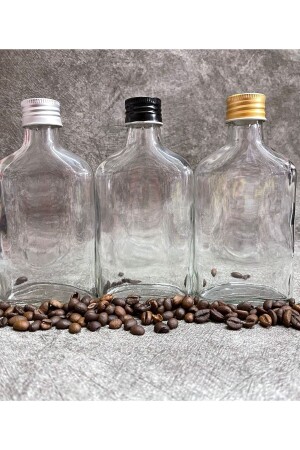 Cold Brew Şeffaf 200 ml Sızdırmaz Siyah Plastik Kapaklı 6 Adet Yassı Şeffaf Cam Şişe (SOĞUK KAHVE) BNM005 - COLDBREWTREND