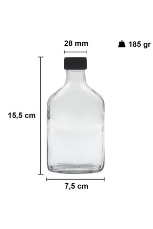 Cold Brew, transparent, 200 ml, 6 Stück, flache, transparente Glasflasche mit auslaufsicherem schwarzem Kunststoffverschluss (kalter Kaffee), BNM005 - 3