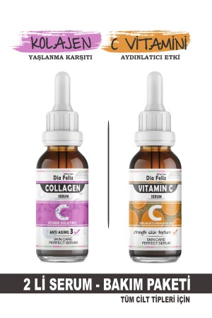 Collagen & C Vitamini Serum 2'li Serum Paketi - Aydınlatıcı - Yaşlanma Karşıtı Cilt Serumu KLJCVTMN-001 - 1