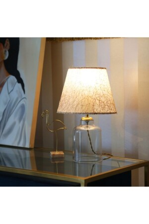 Collection Kristal Gövdeli Abajur - Altın Ipli Kumaş Başlık AYD-2780 - HOMİNG