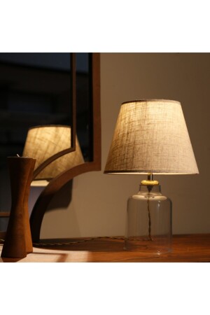 Collection Kristal Gövdeli Abajur -krem Kırçıllı Kumaş Başlık AYD-2781 - HOMİNG