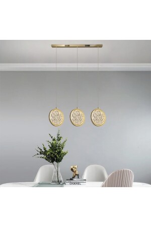 Collection Luxury Modern Exclusive Üçlü Sarkıt Led Avize Sıralı Yemek Masası Gold Sarı Ledli Avize burenze1068 - 5