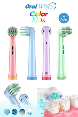 Color Kids Çocuk Diş Fırçası Yedek başlığı Hassas Ve Yumuşak Oral-b Uyumlu 4 Adet - 1