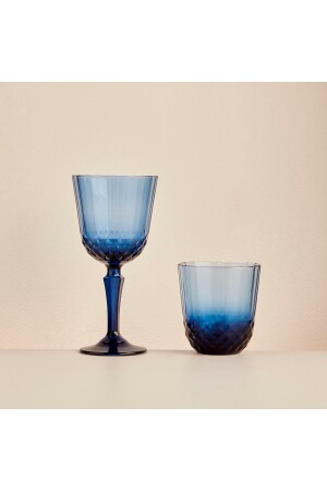 Colore Geschliffenes Glas und Kelch-Set, 12 Stück, Blau, 19159 - 5