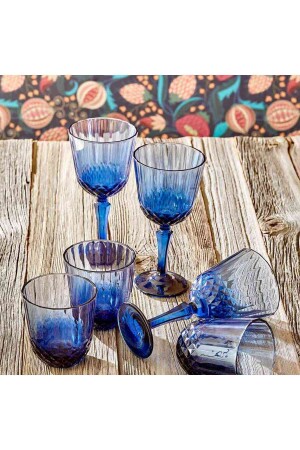 Colore Geschliffenes Glas und Kelch-Set, 12 Stück, Blau, 19159 - 6