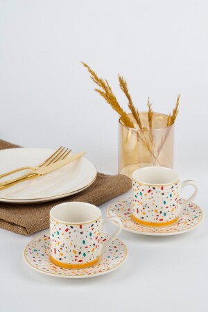 Colorful 6 Kişilik Porselen Kahve Fincan Takımı 100 ml Porsima TE-028 Colorful - Porsima