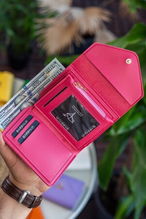 Columbia Mini-Damenbrieftasche aus veganem Leder in Fuchsia mit Münzfach und losem Kartenhalter COLUMBIA - 4