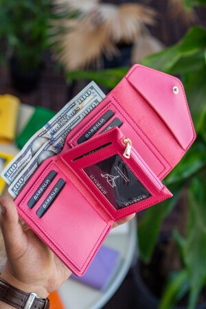 Columbia Mini-Damenbrieftasche aus veganem Leder in Fuchsia mit Münzfach und losem Kartenhalter COLUMBIA - 6